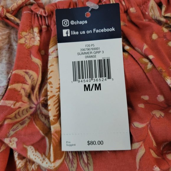 Chaps summer dress in orange with flower print. Size M. NWT - Picture 8 of 8